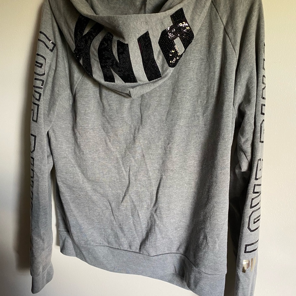 Victoria’s Secret grey hoodie black bling sequins